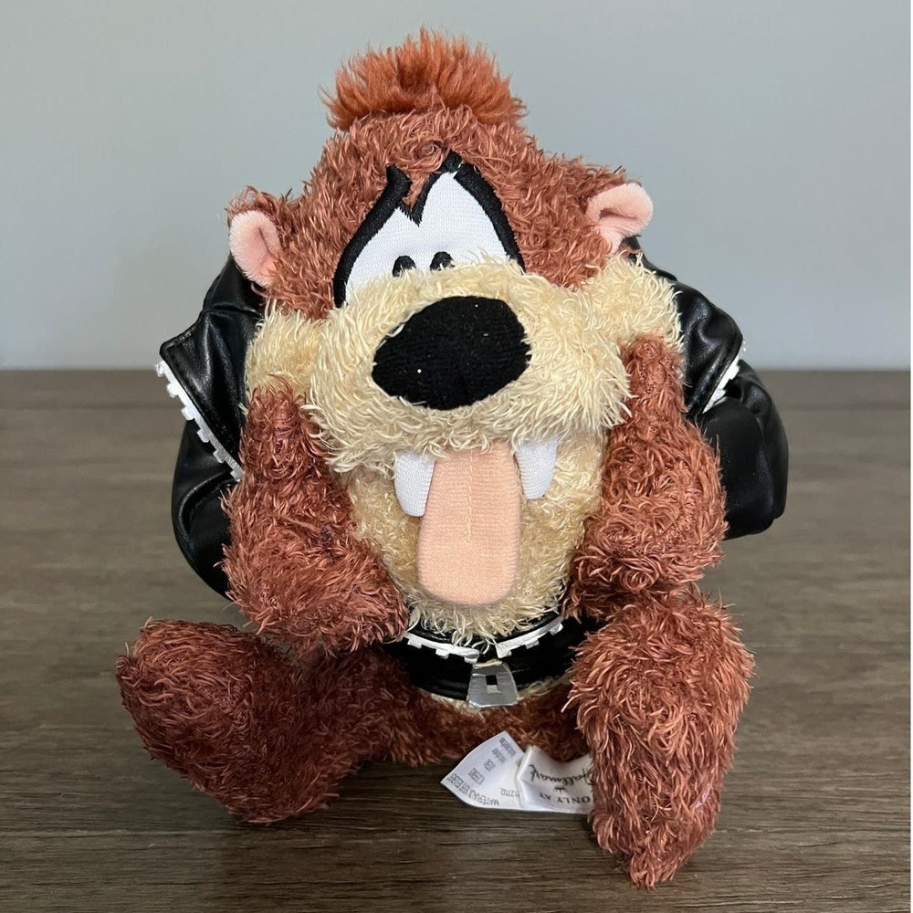 Hallmark Looney‎ Tunes Tasmanian Devil Biker Taz Plush Faux Leather Jacket